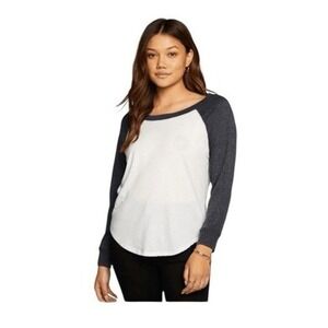 Chaser Tri-blend Raglan Jersey Baseball Tee Gray Cotton Knit Long Sleeve‎ S